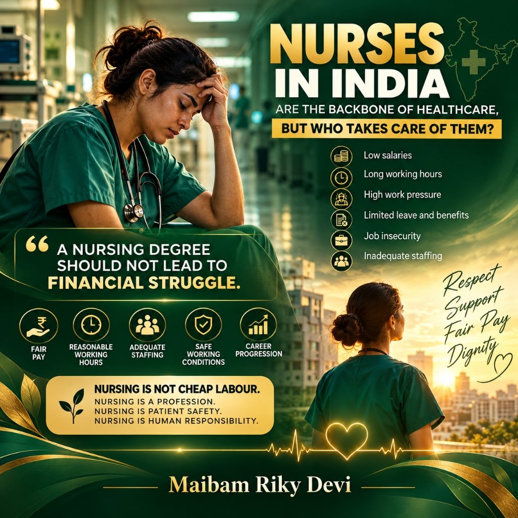 Who takes care of the caregivers? The reality of nursing in India — Poster by Maibam Riky Devi